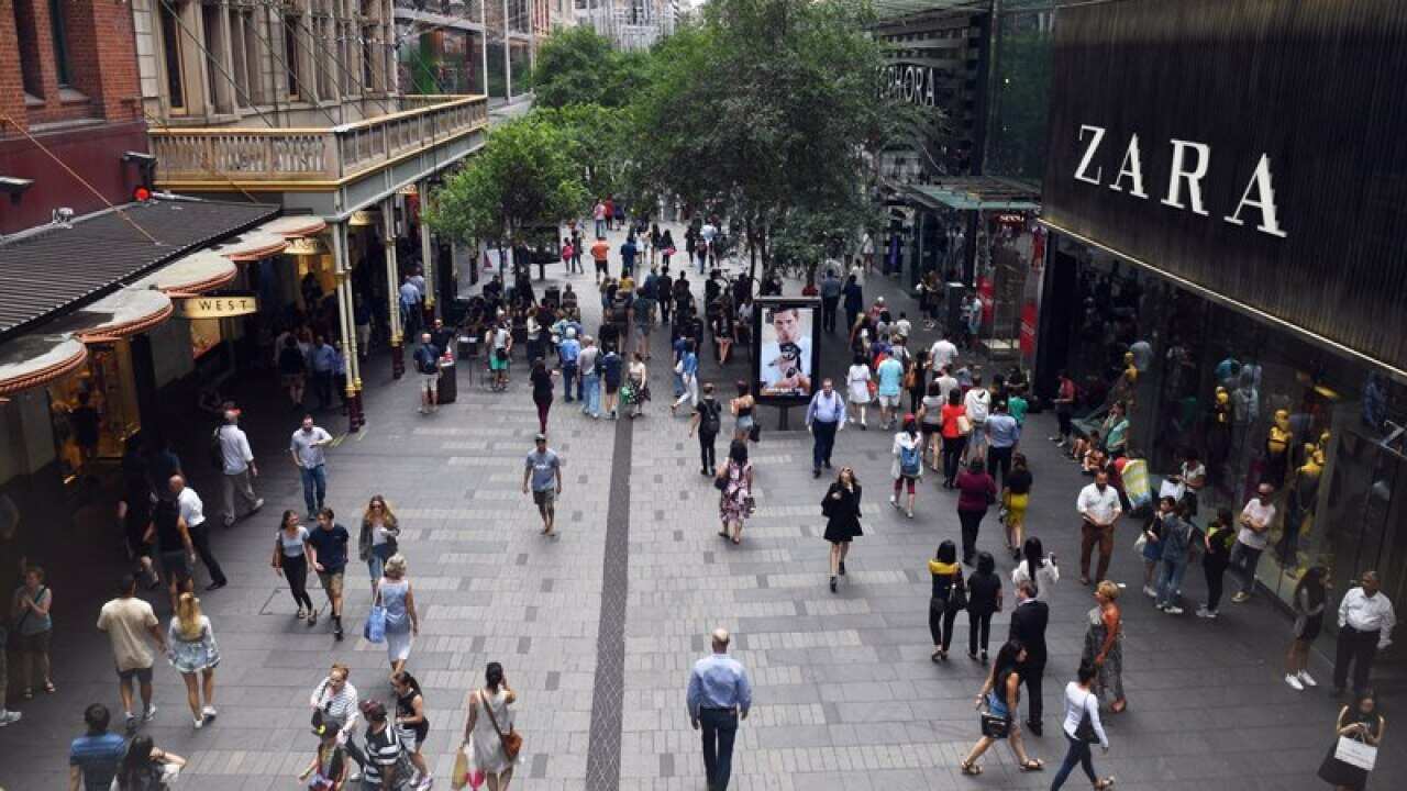 Shoppers in Pitt St Mall
