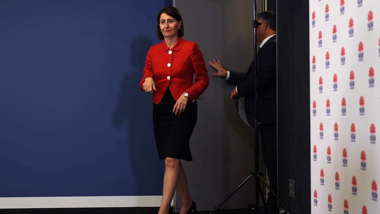 NSW Premier Gladys Berejiklian arrives to address media during a COVID-19 update in Sydney