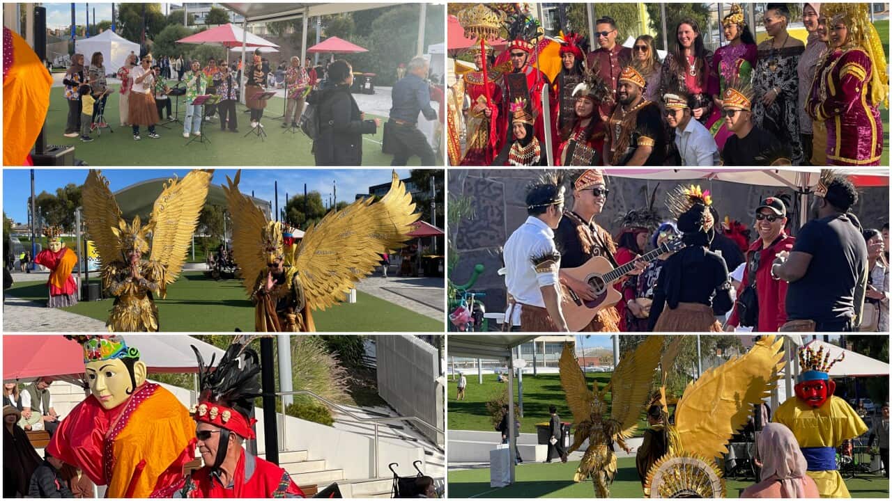 A collage of images taken at PERWIRA Multicultural event at Prahran Square, Melbourne 24 April 2024. Photos courtesy: Muhammad Said Shakir.