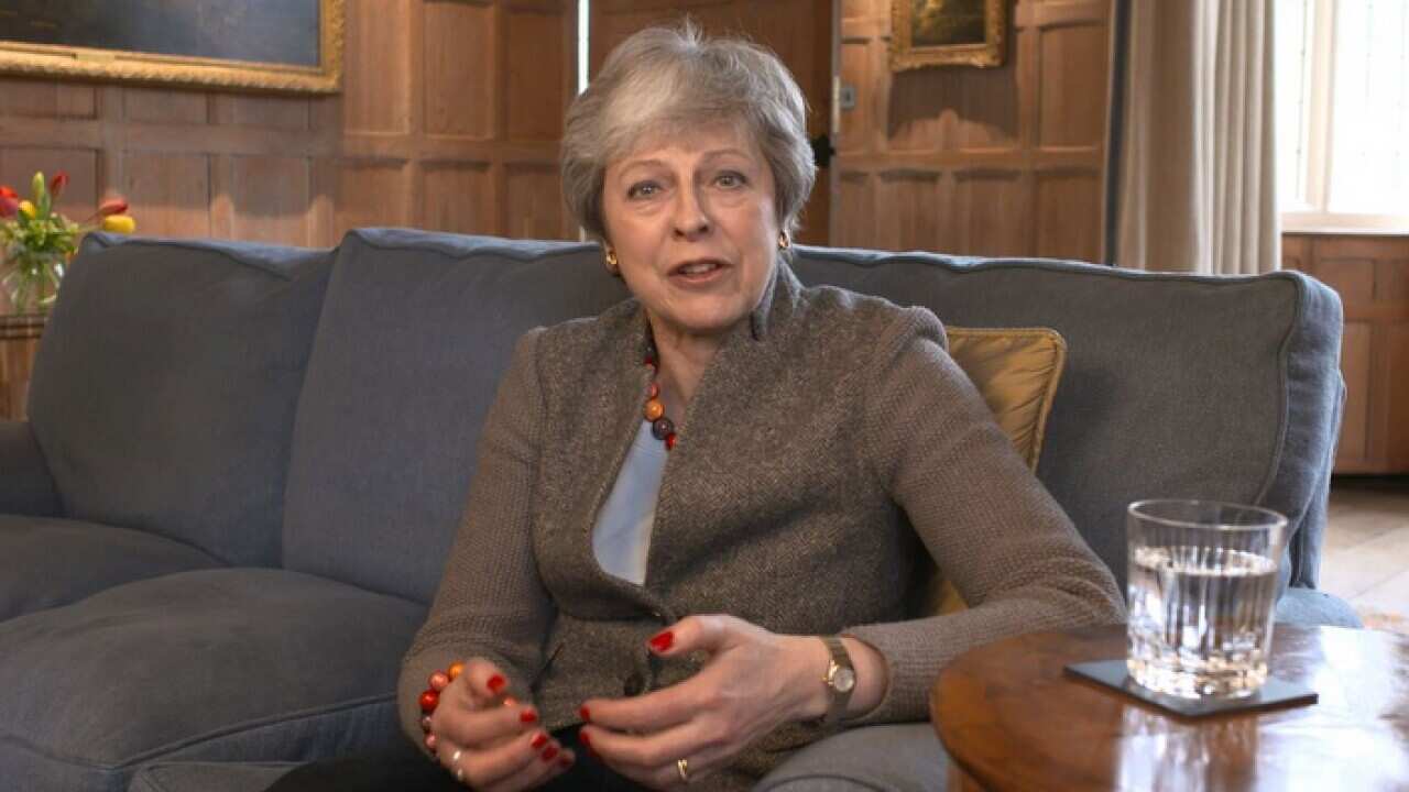 Prime Minister Theresa May addresses the nation in a video message filmed at her Chequers country retreat