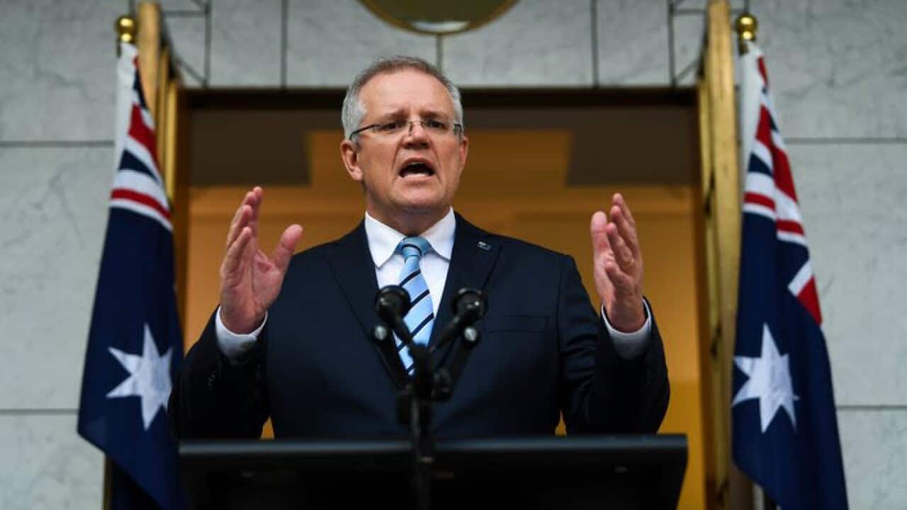 Australian Prime Minister Scott Morrison speaks to the media during a press conference at Parliament House in Canberra, Sunday, August 26, 2018.