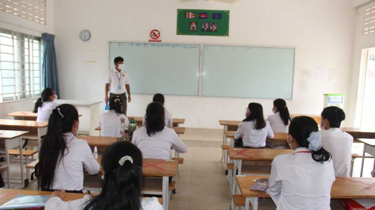 classroom in Cambodia during Covid