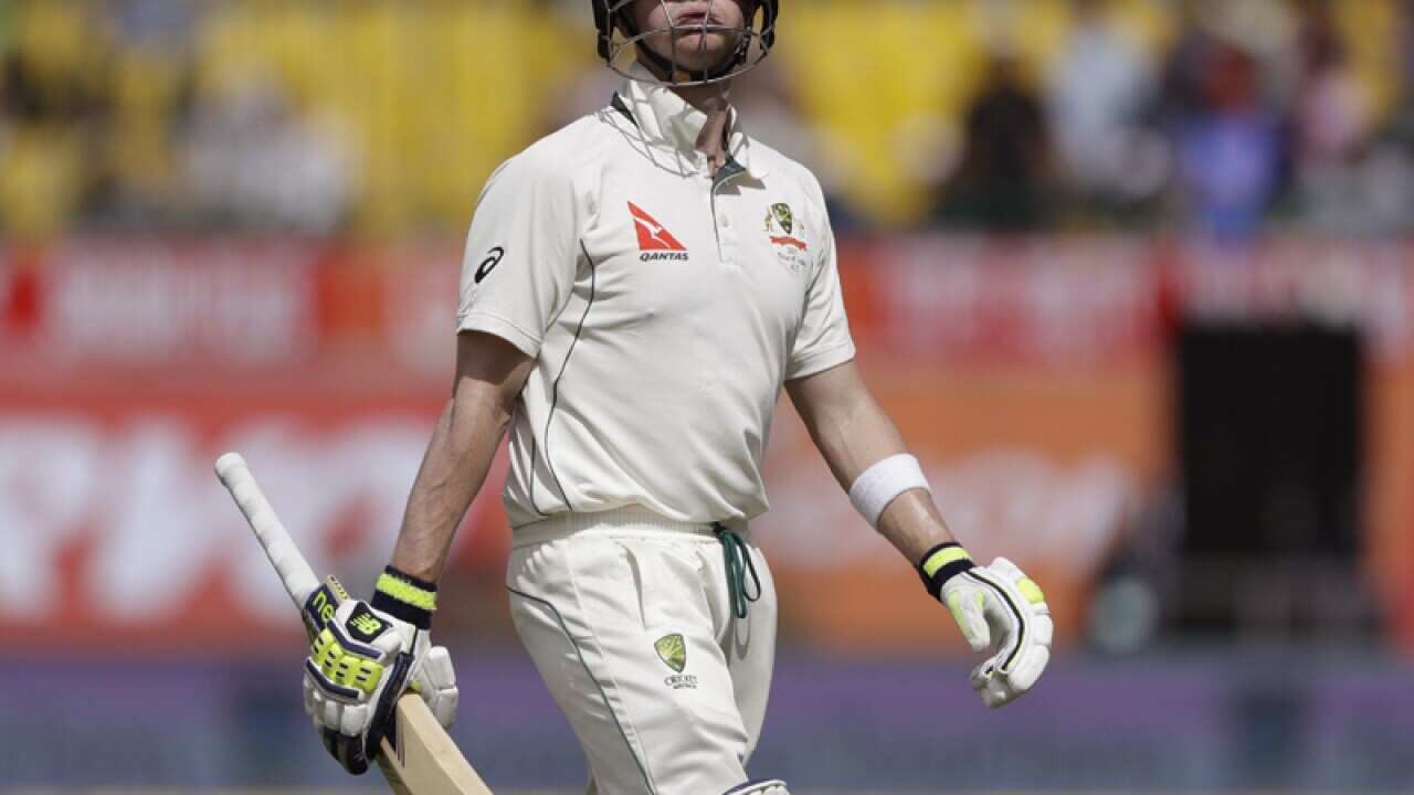 Australia's captain Steven Smith leaves ground after his dismissal