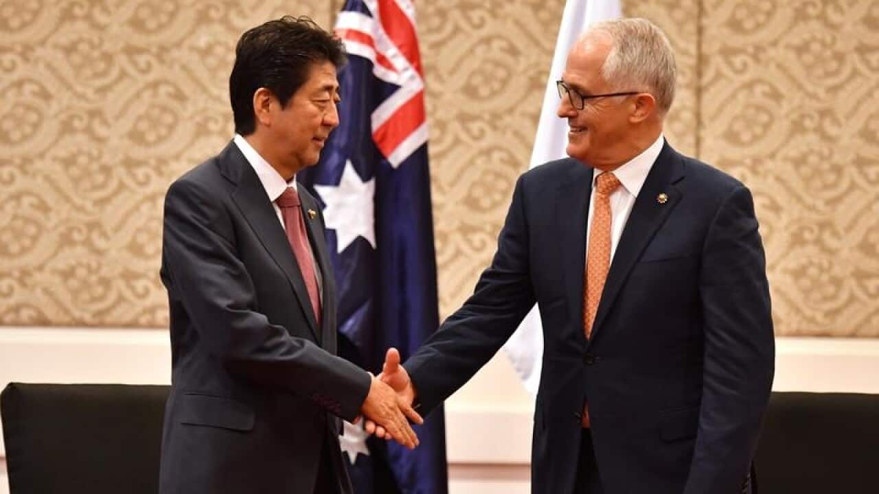 Malcolm Turnbull and Japan's Shinzo Abe are having talks in Tokyo.