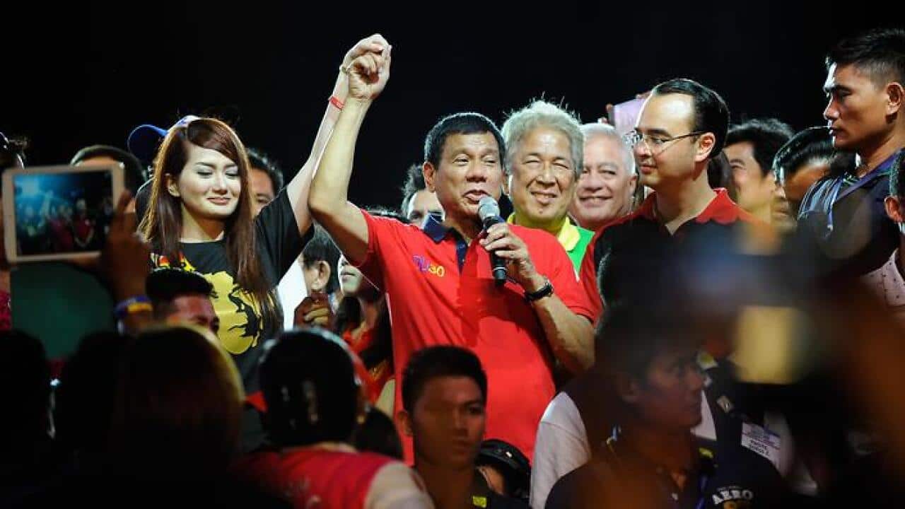 Rodrigo Duterte in one of his rally in Manila