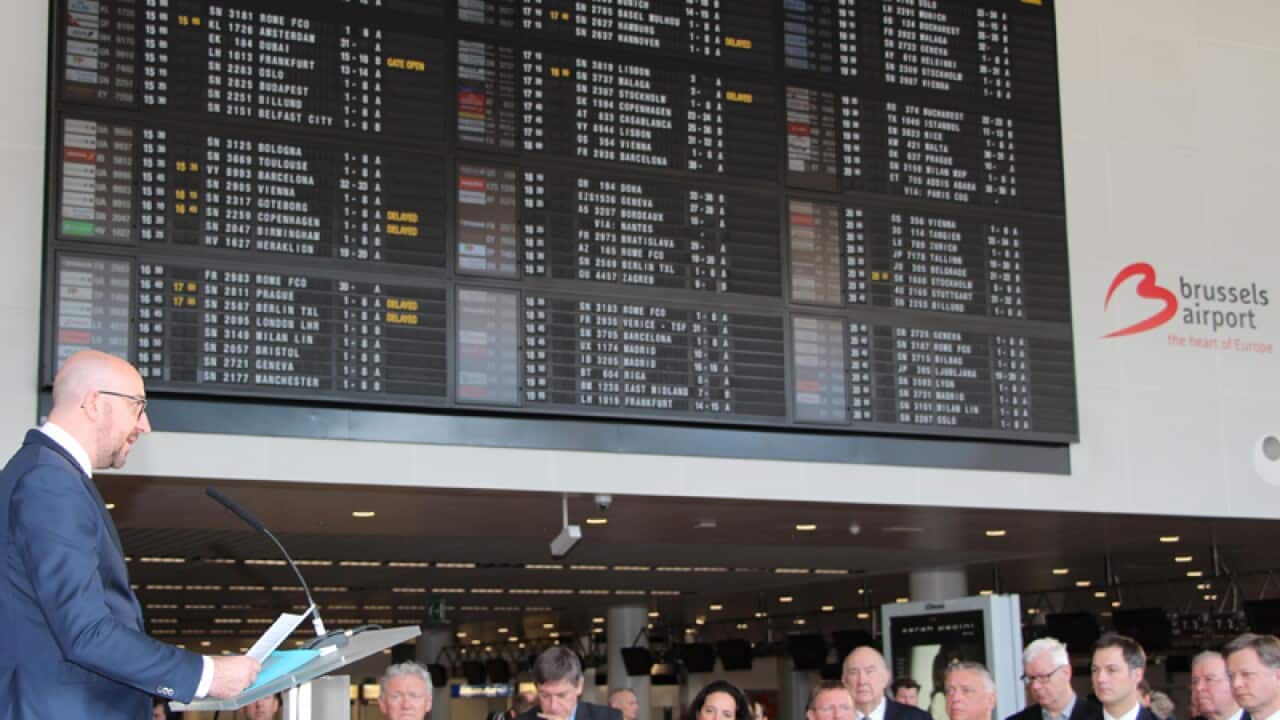 the departure hall of Brussels Airport