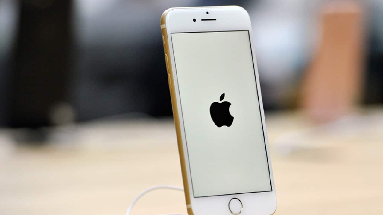 An iPhone 7 smartphone