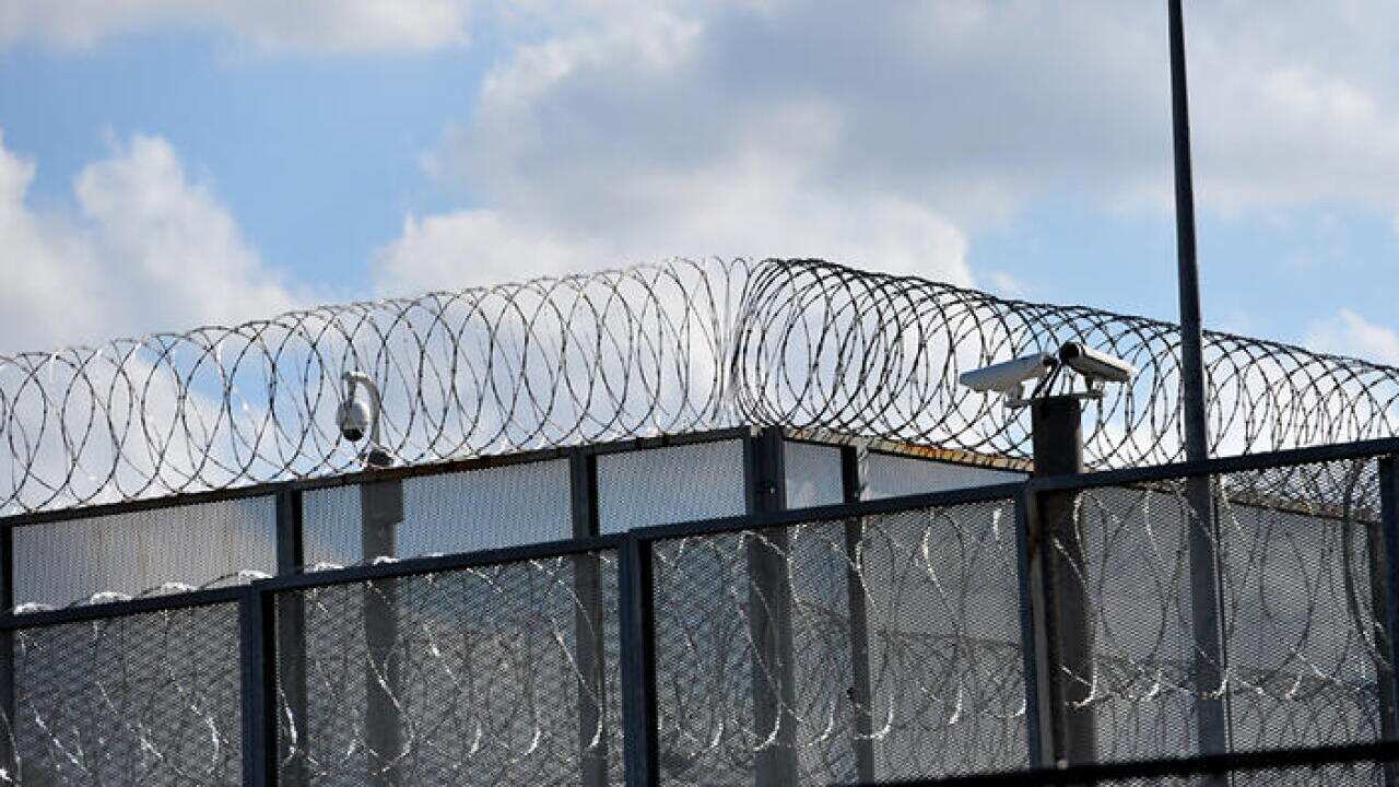 The perimeter fence at Silverwater jail in Sydney's west