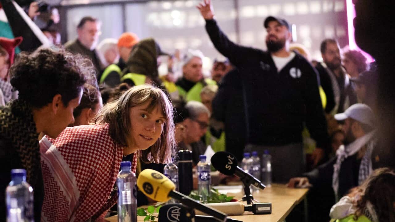 Greta Thunberg speaks at a press conference following her arrival in Sweden