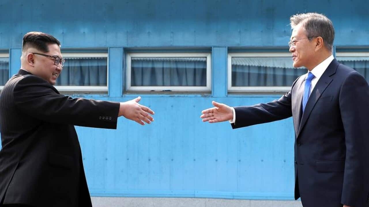 North Korean leader Kim Jong Un South Korean President Moon Jae-in