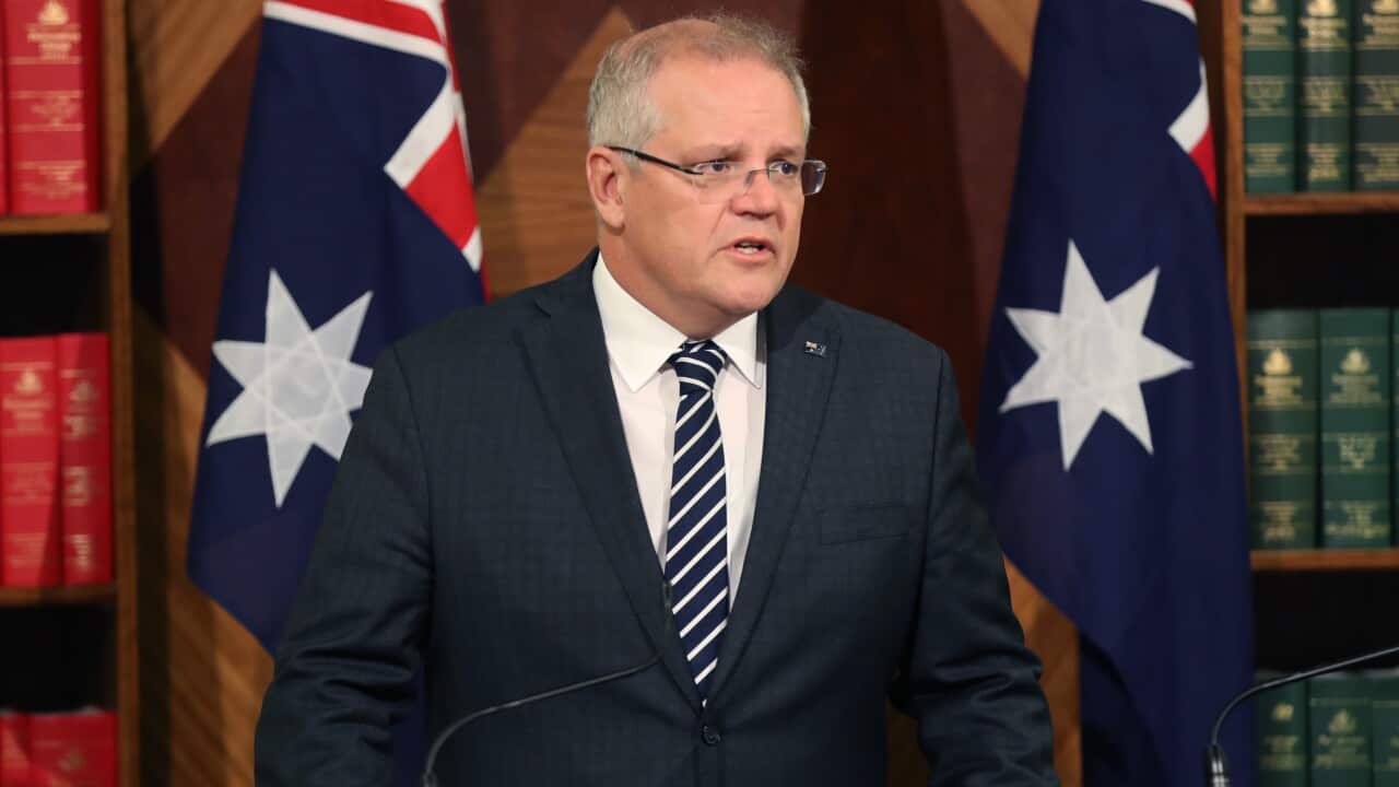 Prime Minister Scott Morrison speaks to the media during a press conference in Melbourne, Thursday, December 12, 2019. (AAP Image/David Crosling) NO ARCHIVING