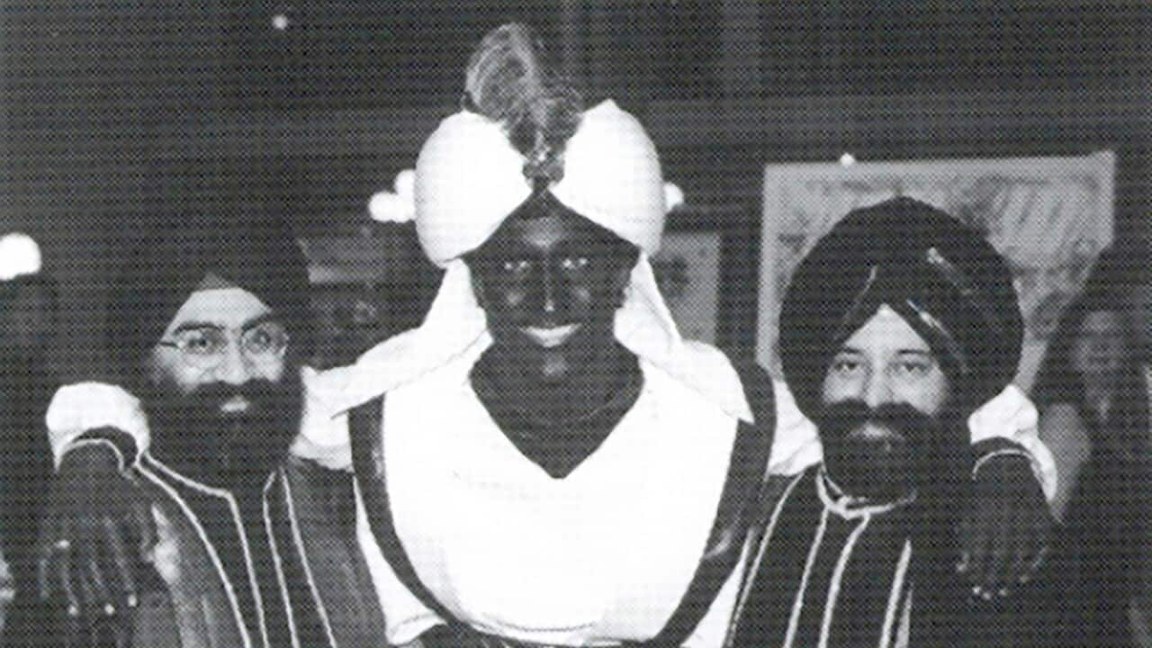 An April 2001 photo, from a West Point Grey Academy newsletter, showing Justin Trudeau attending an Arabian Nights themed gala