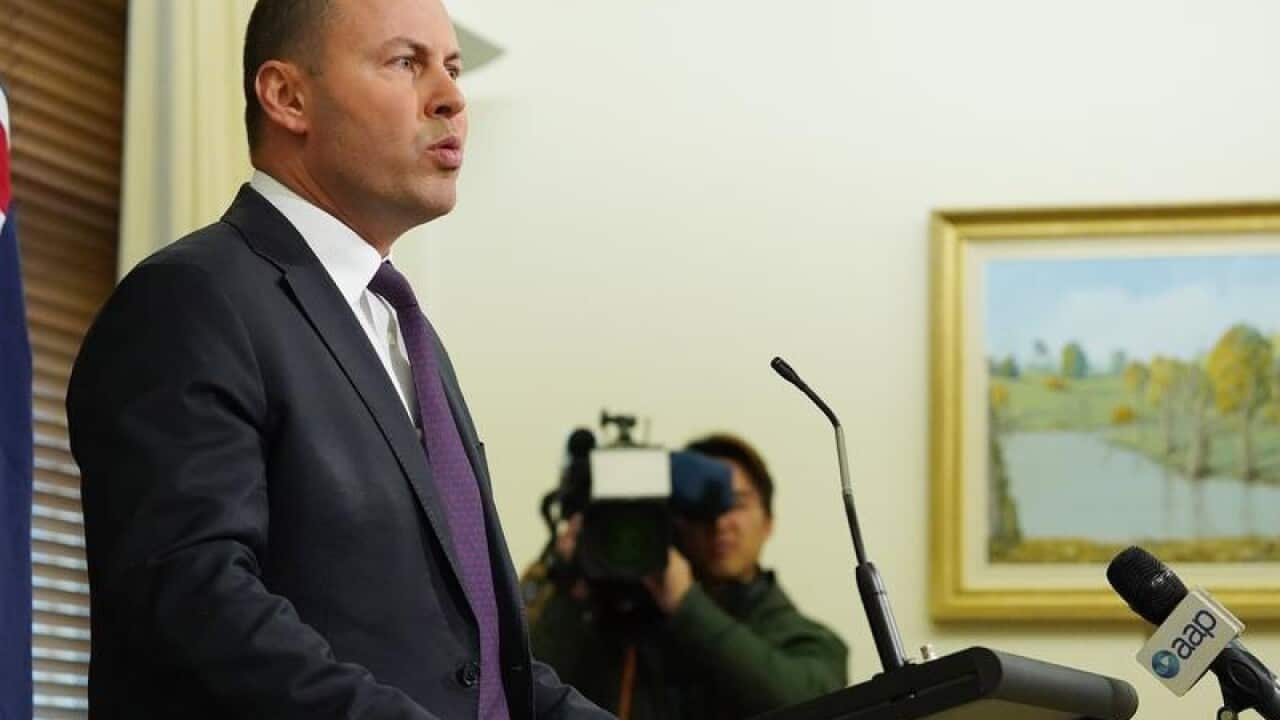 Federal Treasurer Josh Frydenberg speaks media in Melbourne.