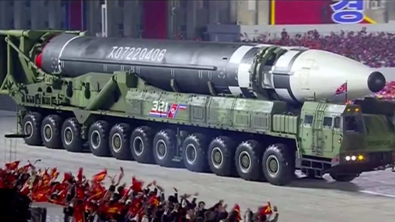 Video broadcast by North Korea's KRT, shows what appears to be a new intercontinental ballistic missile.