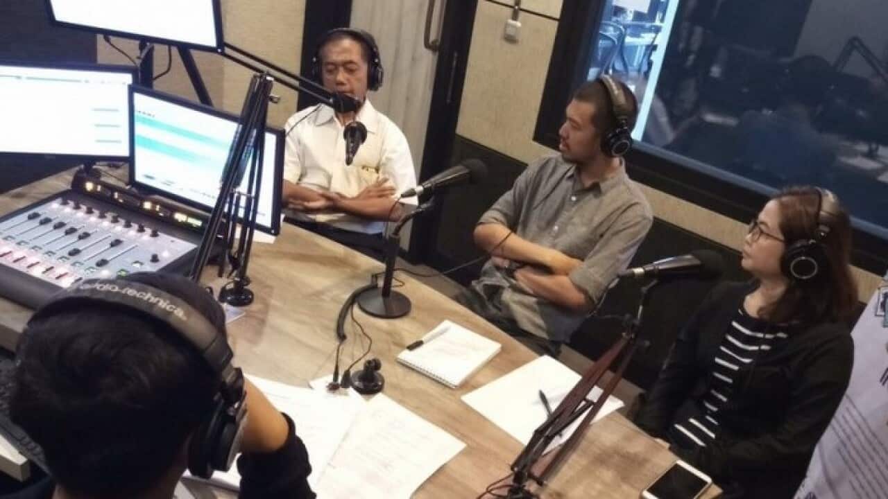 Lais Abid, Gading Yonggar Ditya, Eni Mulia (left -right) explain IndonesiaLeaks to KBR 68H.