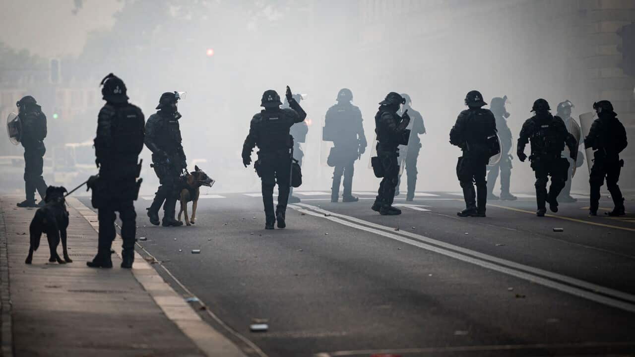 Riot police in Ljubljana
