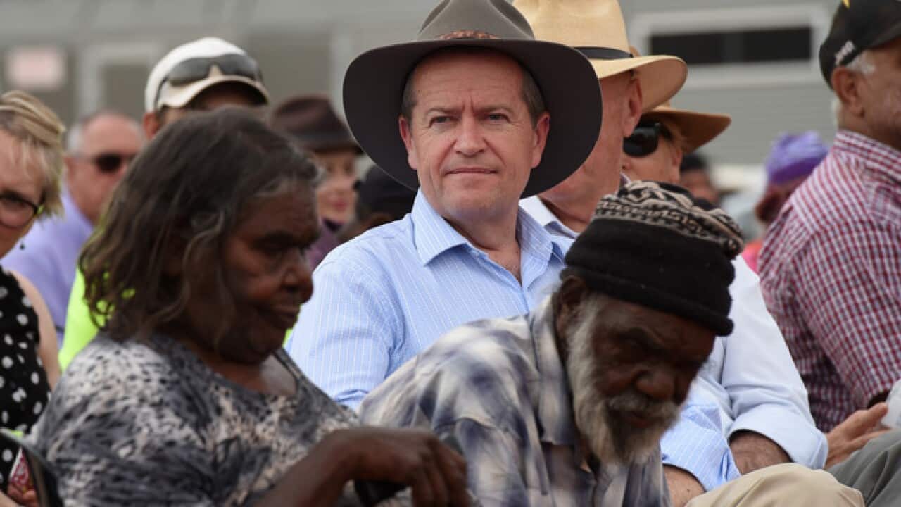 Federal Opposition Leader Bill Shorten attends an event to mark the 30th anniversary of the hand back of Uluru