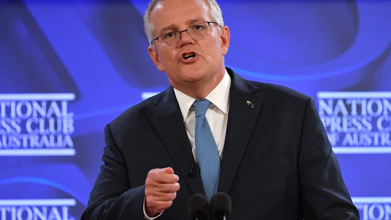 Prime Minister Scott Morrison at the National Press Club in Canberra