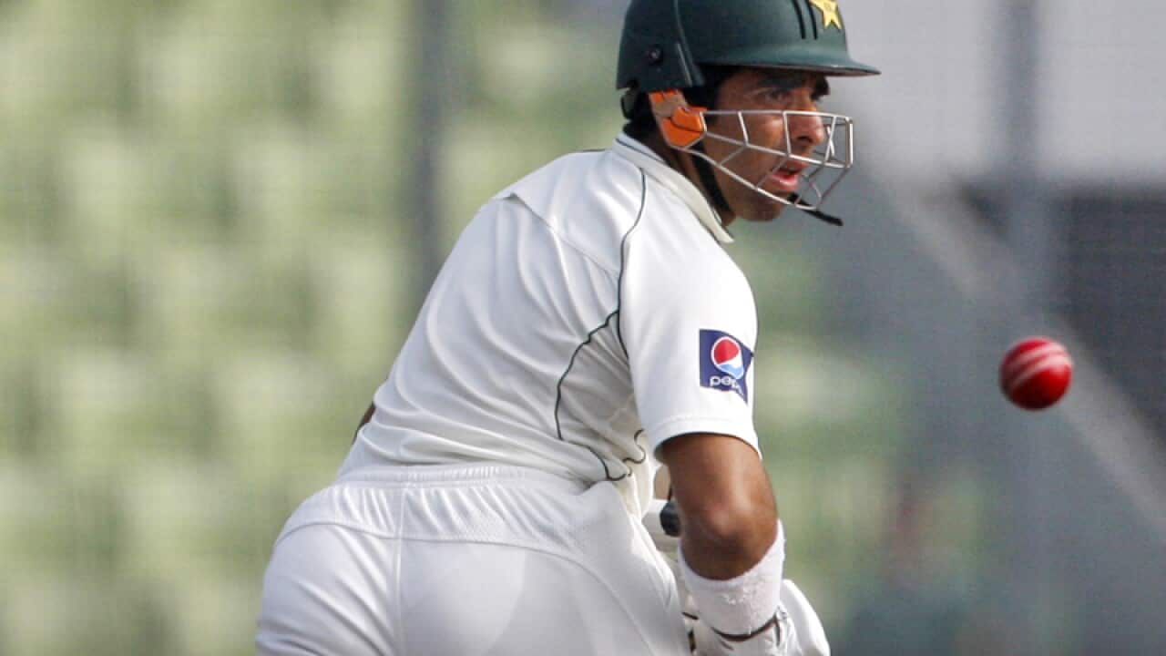 Pakistan's Taufeeq Umar plays a shot