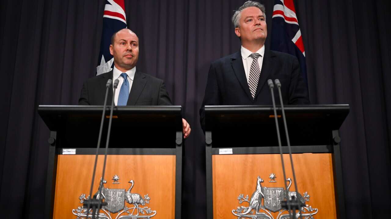 Australian Federal Treasurer Josh Frydenberg and Australian Finance Minister Mathias Cormann