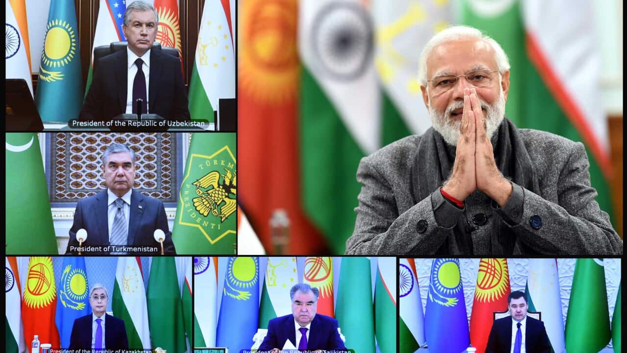 PM at the first meeting of India Central Asia Summit, through video conferencing, in New Delhi on January 27, 2022.