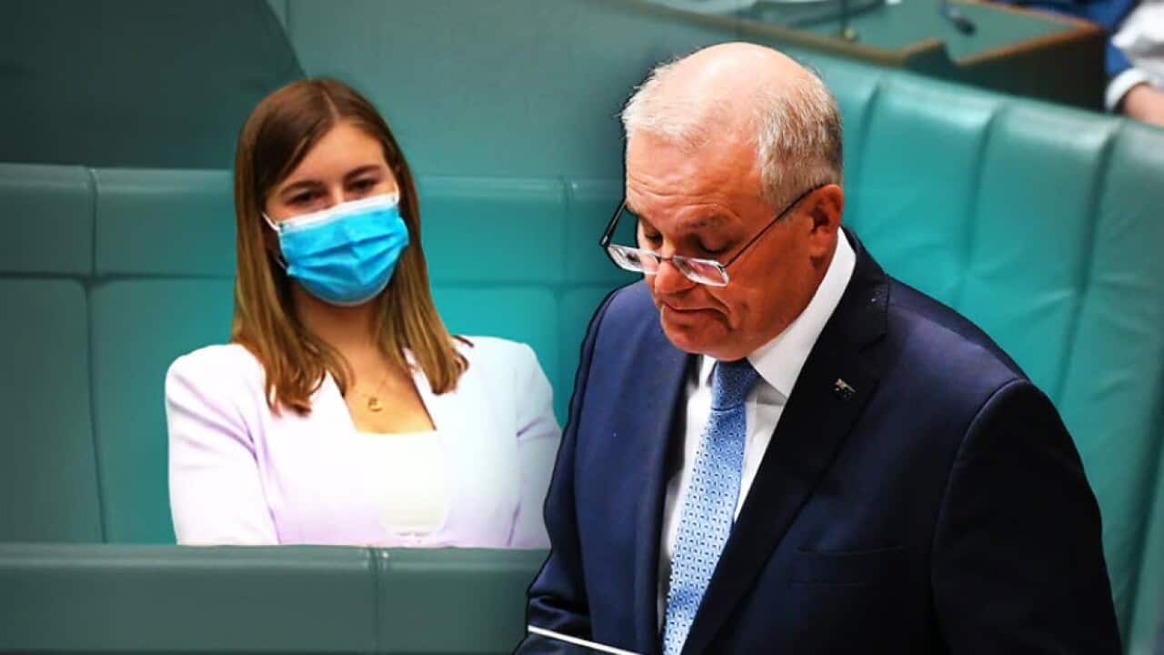 Former Liberal staffer Brittany Higgins (left) and Prime Minister Scott Morrison.