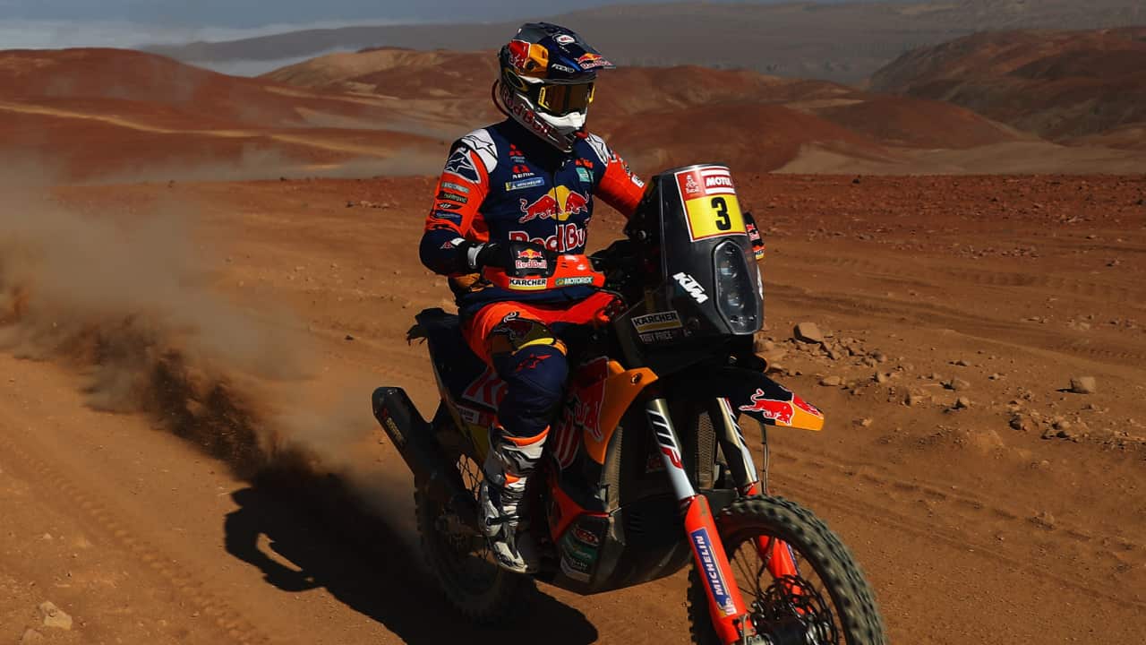 Toby Price of KTM Factory Racing competing in the Dakar Rally