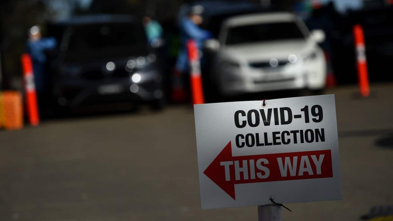 Signage at a pop up COVID clinic at Roselands shopping centre in Sydney (AAP)