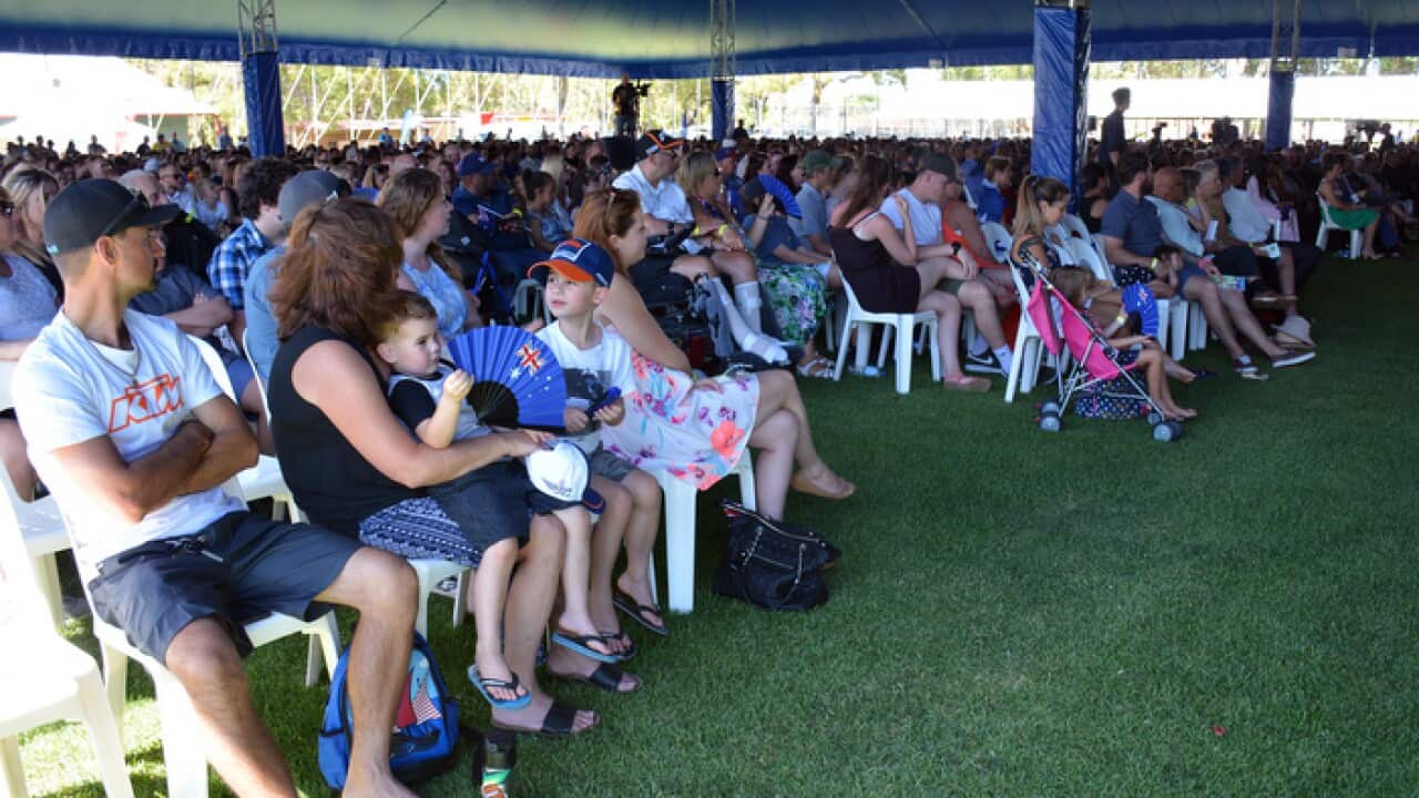 The crowd at an Australia Day citizenship ceremony in Waneroo, Perth, WA