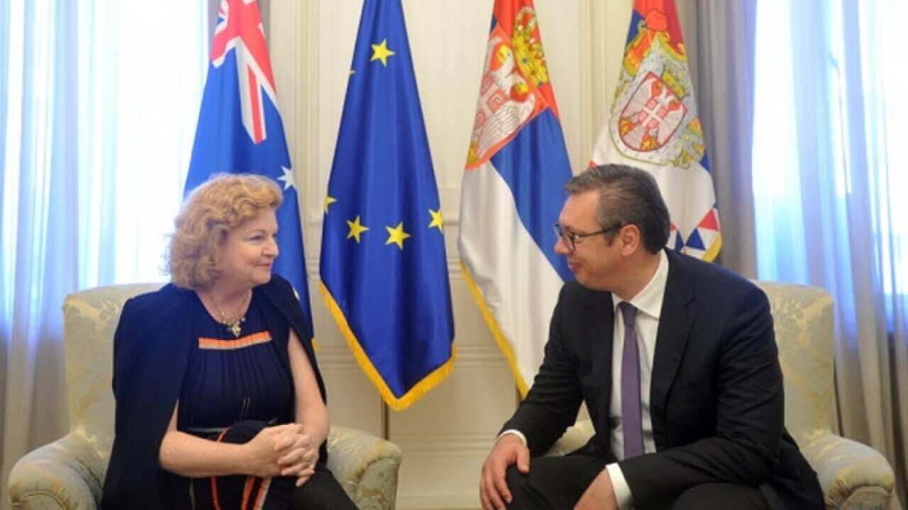 HE Julia Feeney and Serbian President Aleksandar Vucic