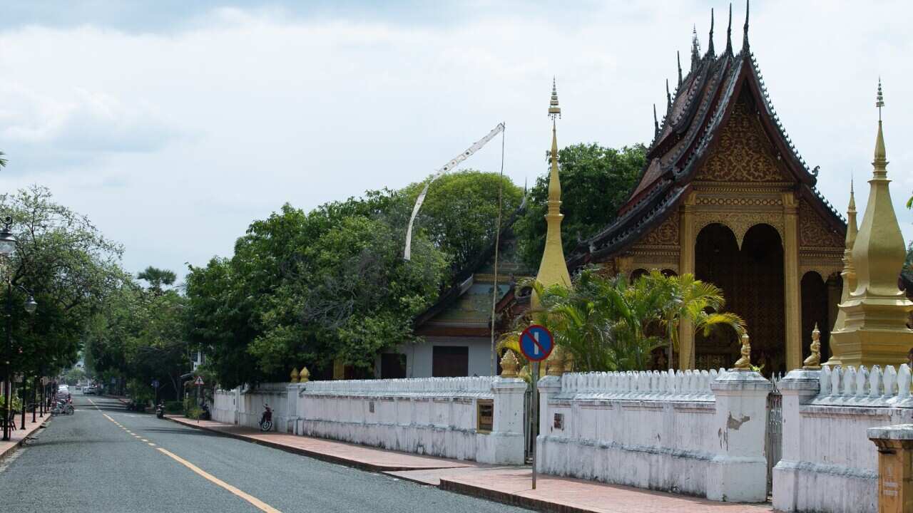 An empty street in Luang Prabang, Laos during a Covid-19 lockdown