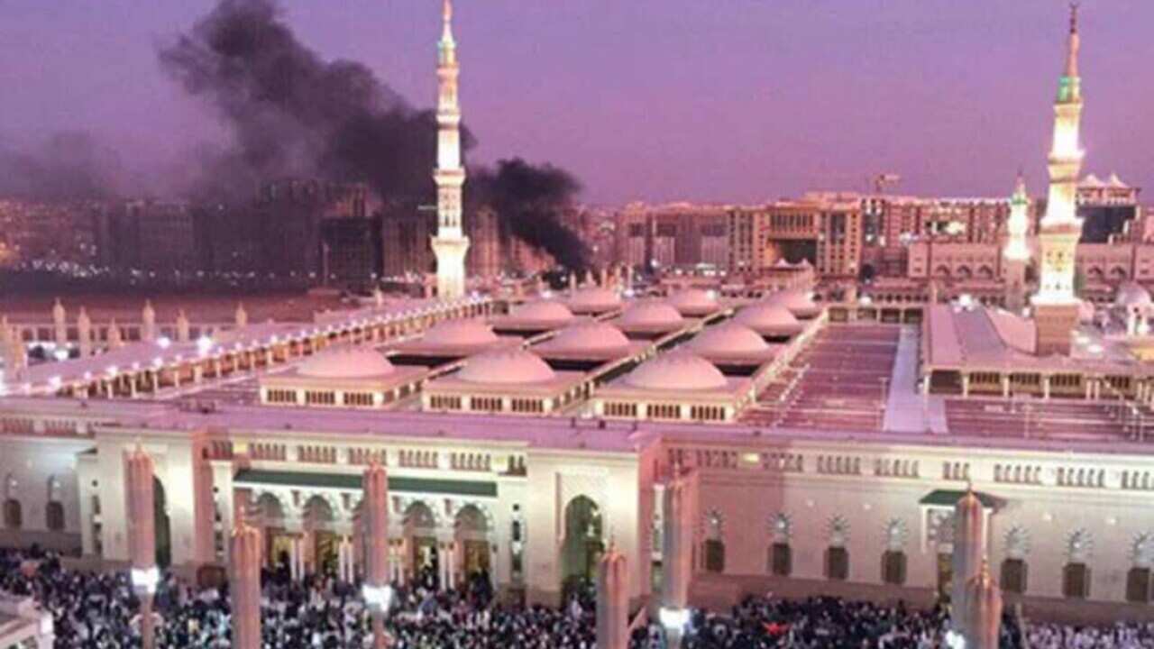 Saudi Press Agency image shows smoke at the Prophet Mohammed Mosque in Medina, Saudi Arabia
