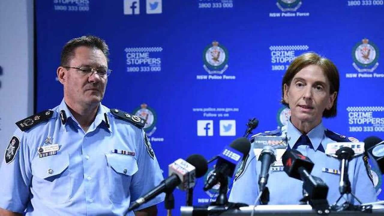AFP Deputy Commissioner National Security Michael Phelan and NSW Police Deputy Commissioner Catherine Burn speak to the media. (AAP)