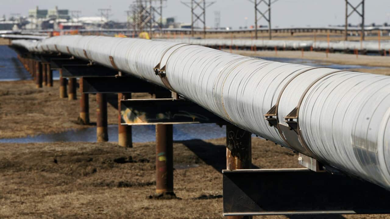 An oil transit pipeline in Alaska
