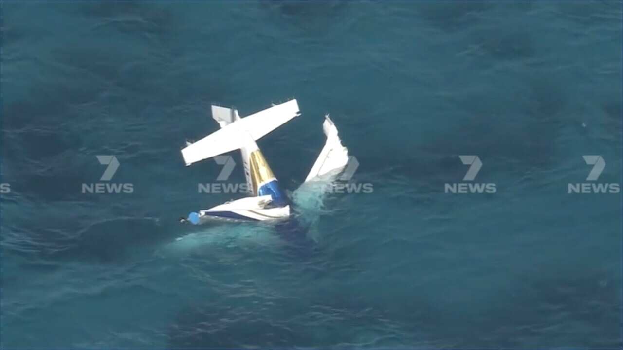 A plane that has crashed into the ocean.