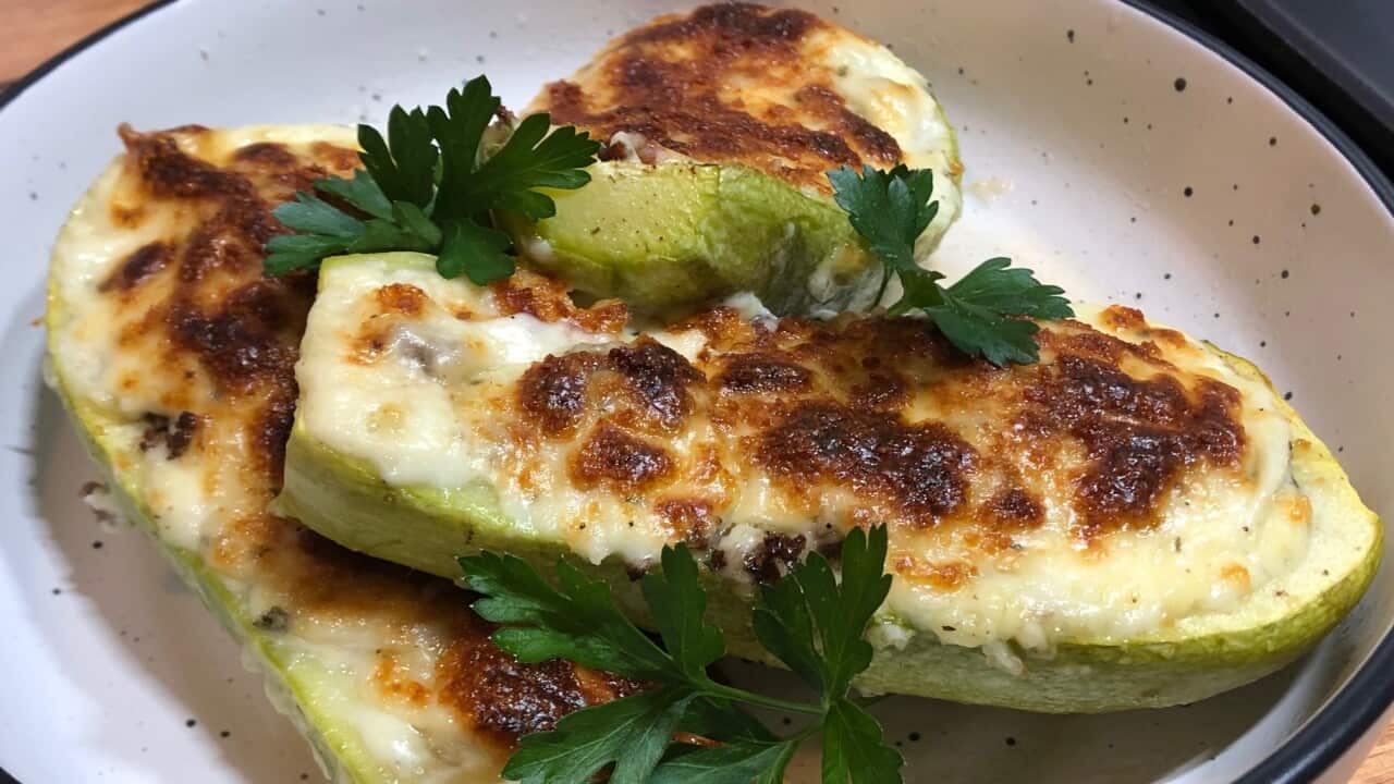 Stuffed Zucchini with Béchamel: Recipe by Chef Angela Nikolettou. .