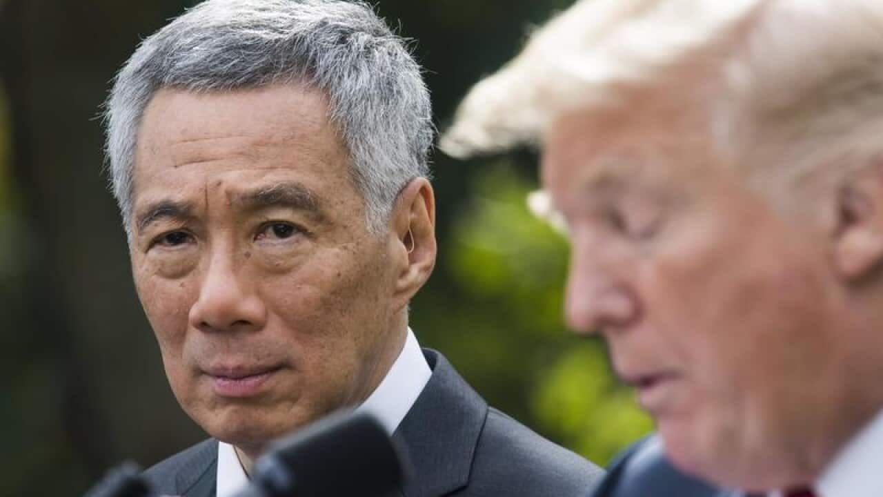 Singapore's Prime Minister Lee Hsien Loong and President Donald Trump.