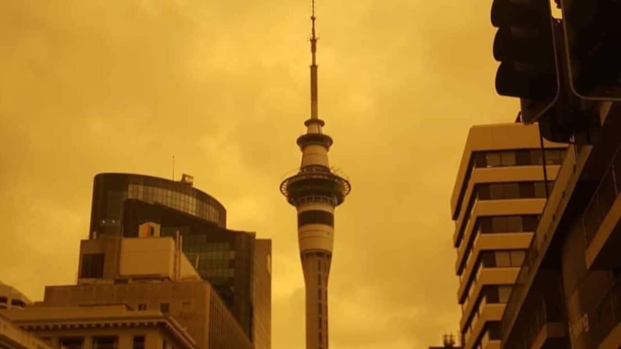 Smoke in Auckland on Sunday.