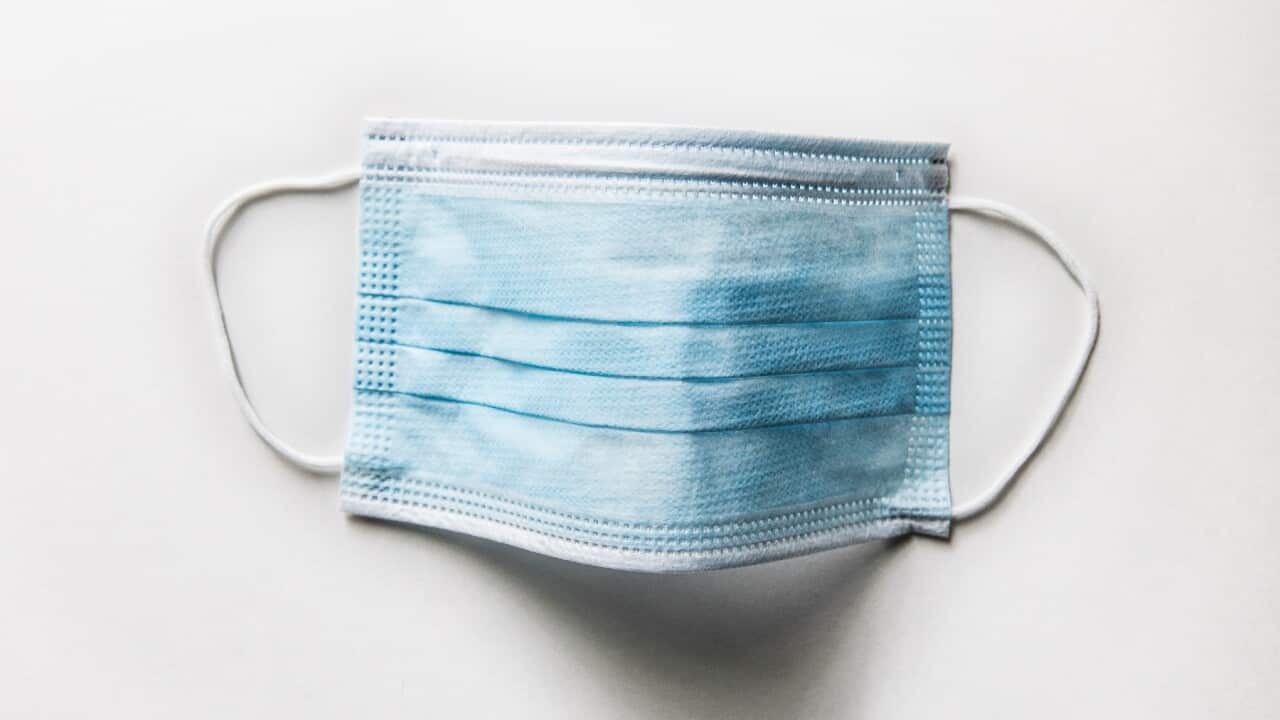 Surgical mask on white background