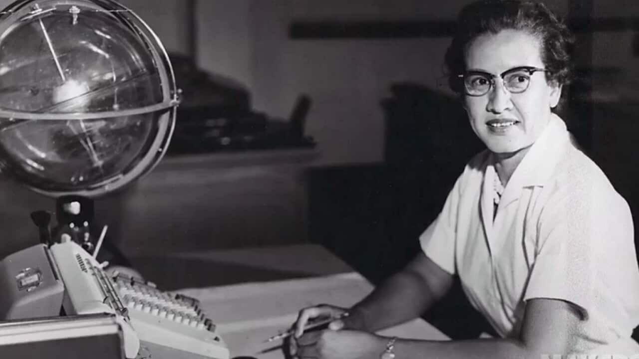 PICTURE SHOWS: Katherine Johnson sits at her desk with a globe, or "Celestial Training Device."When: 24 Feb 2020Credit: NASA/Cover Images**Editorial use only**