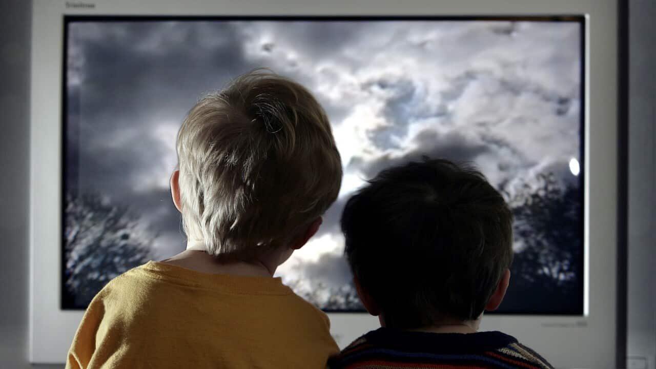 Children watching news