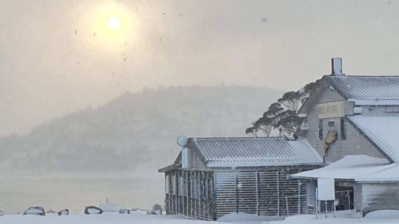 Snow at the Great Lake Hotel, Tasmania