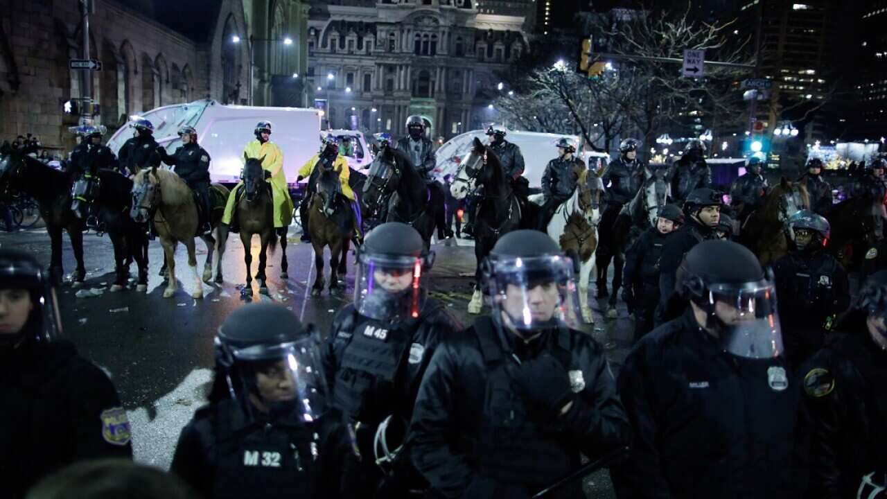 A large police presence has been deployed in Philadelphia.