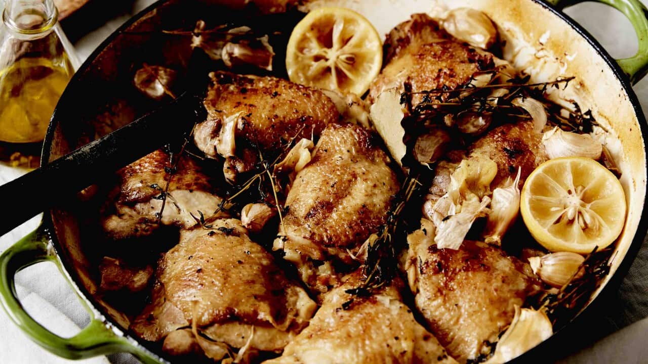 Chicken with garlic and lemon garlic gravy