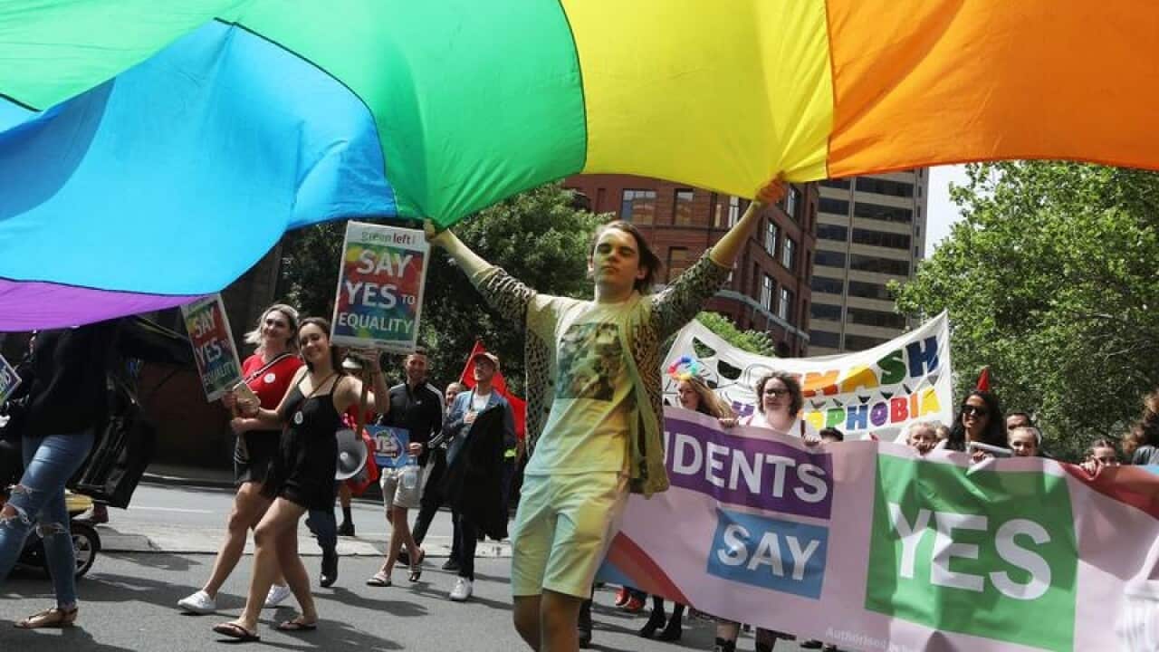 Marriage equality supporters during a rally in Sydney