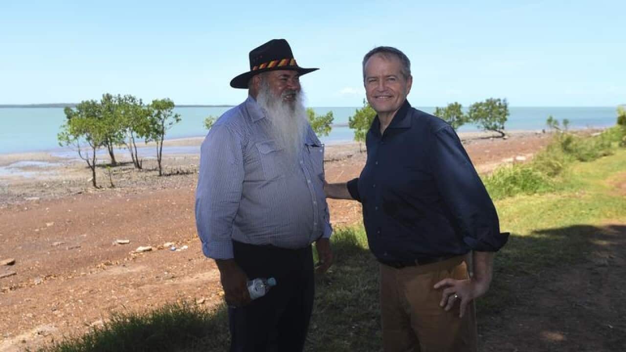 Labor Senator Pat Dodson (left) with Bill Shorten