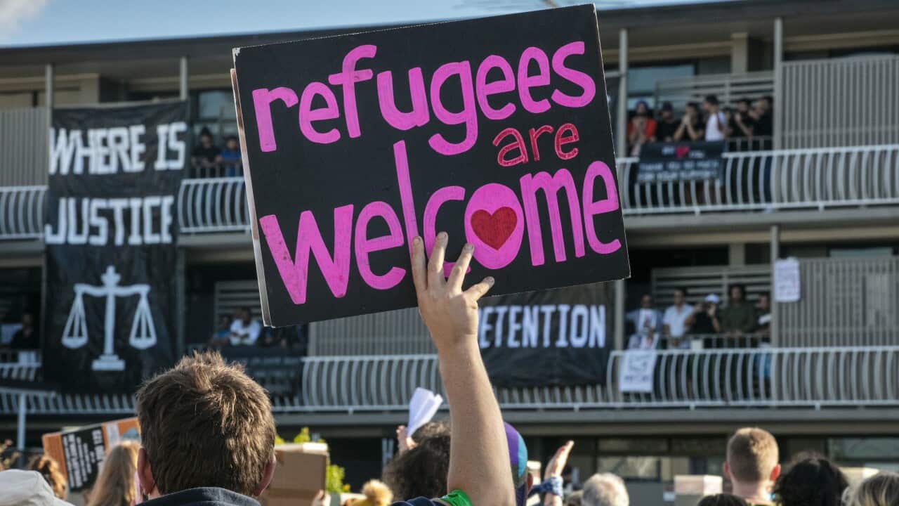 Protesters advocate for asylum seeker rights.