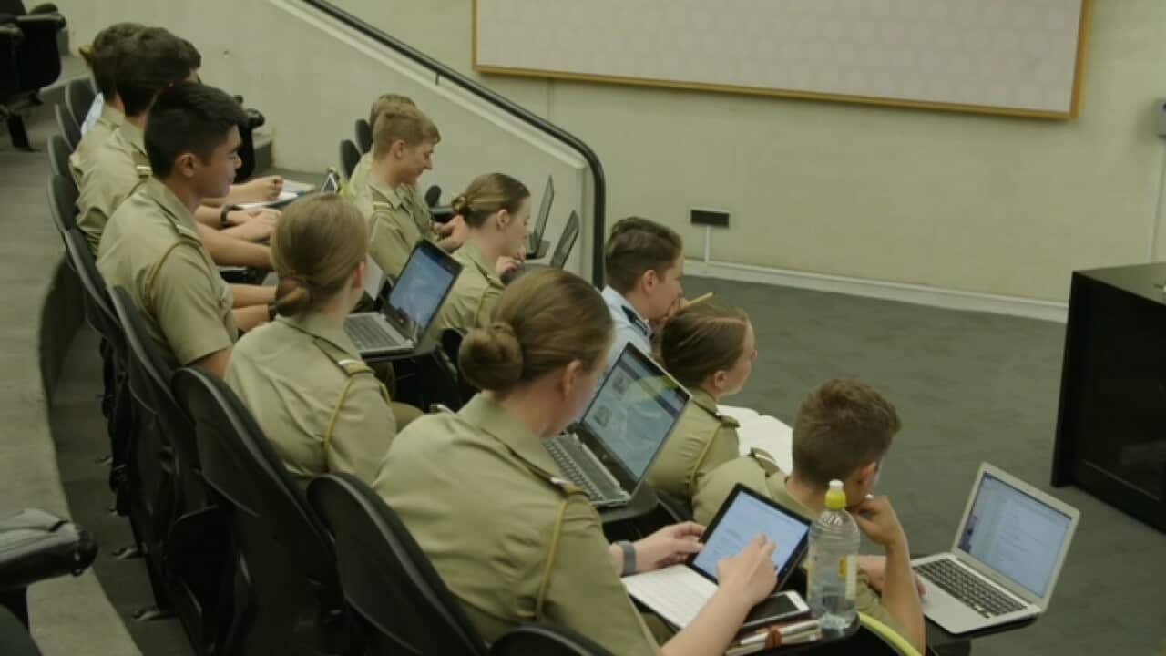 Young ADF members during a lecture