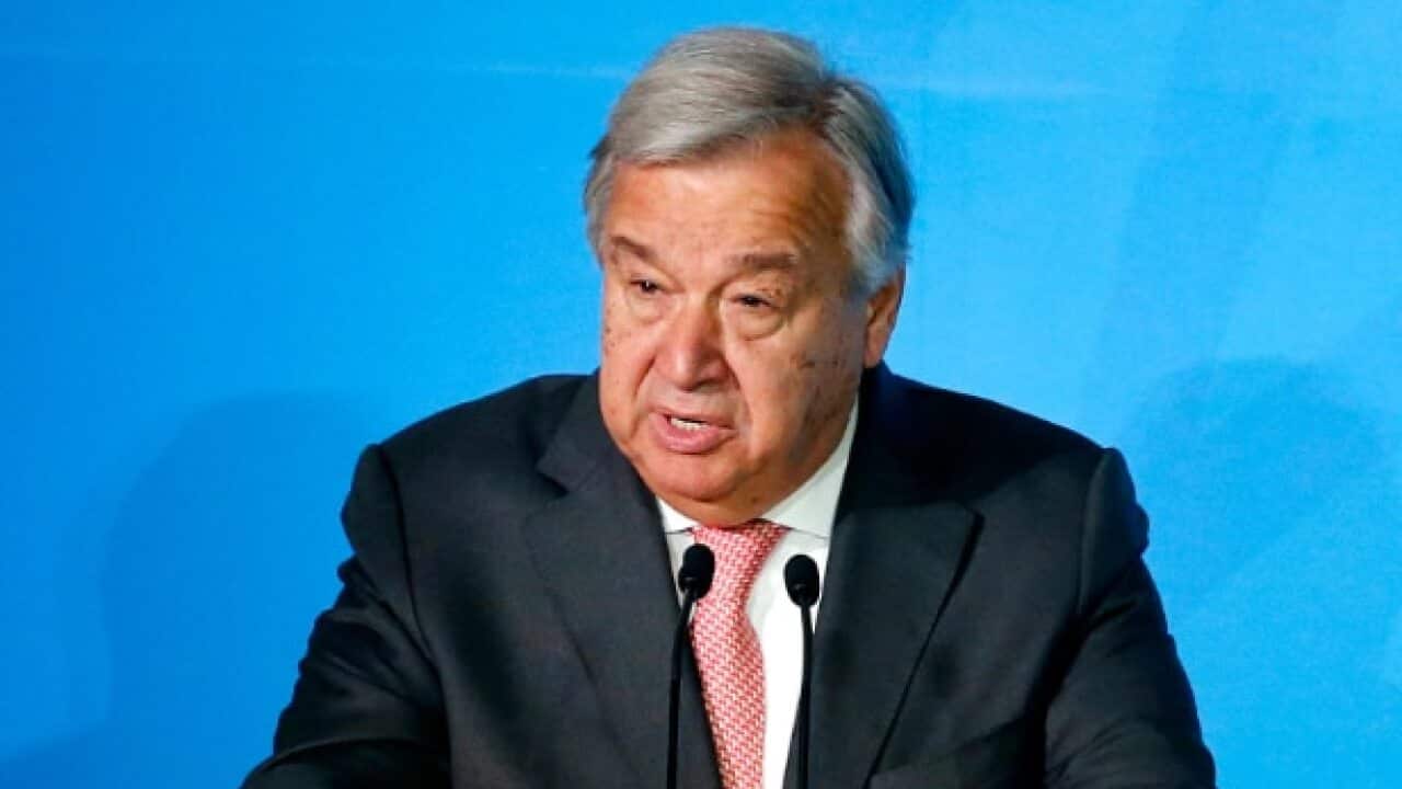 UN Secretary-General Antonio Guterres addresses the Climate Action Summit.