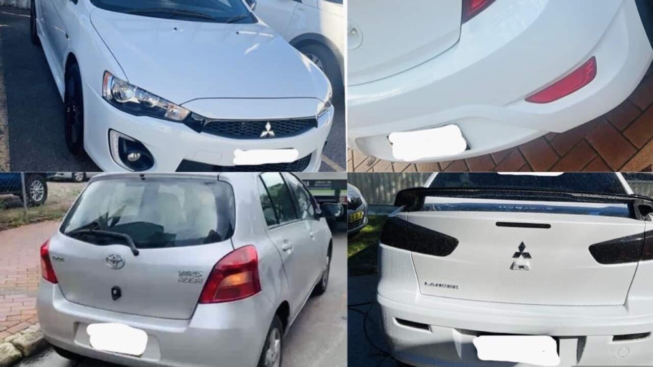 The four cars allegedly stolen from the Seven Hills address.